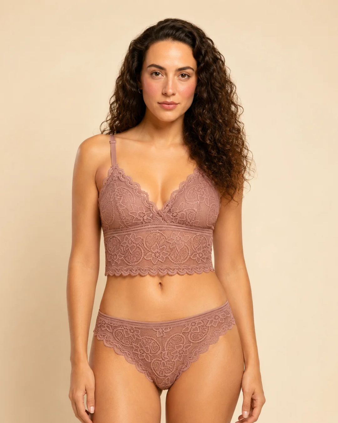 Floral Lace Bralette & Panty Set - 6262