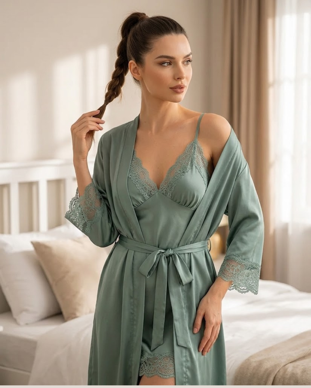 2-Piece Nighty Set - Satin Silk