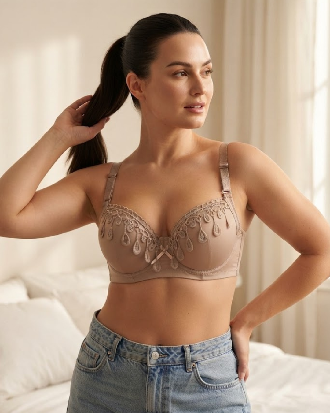 Embroidered Full-Coverage Bra - E601
