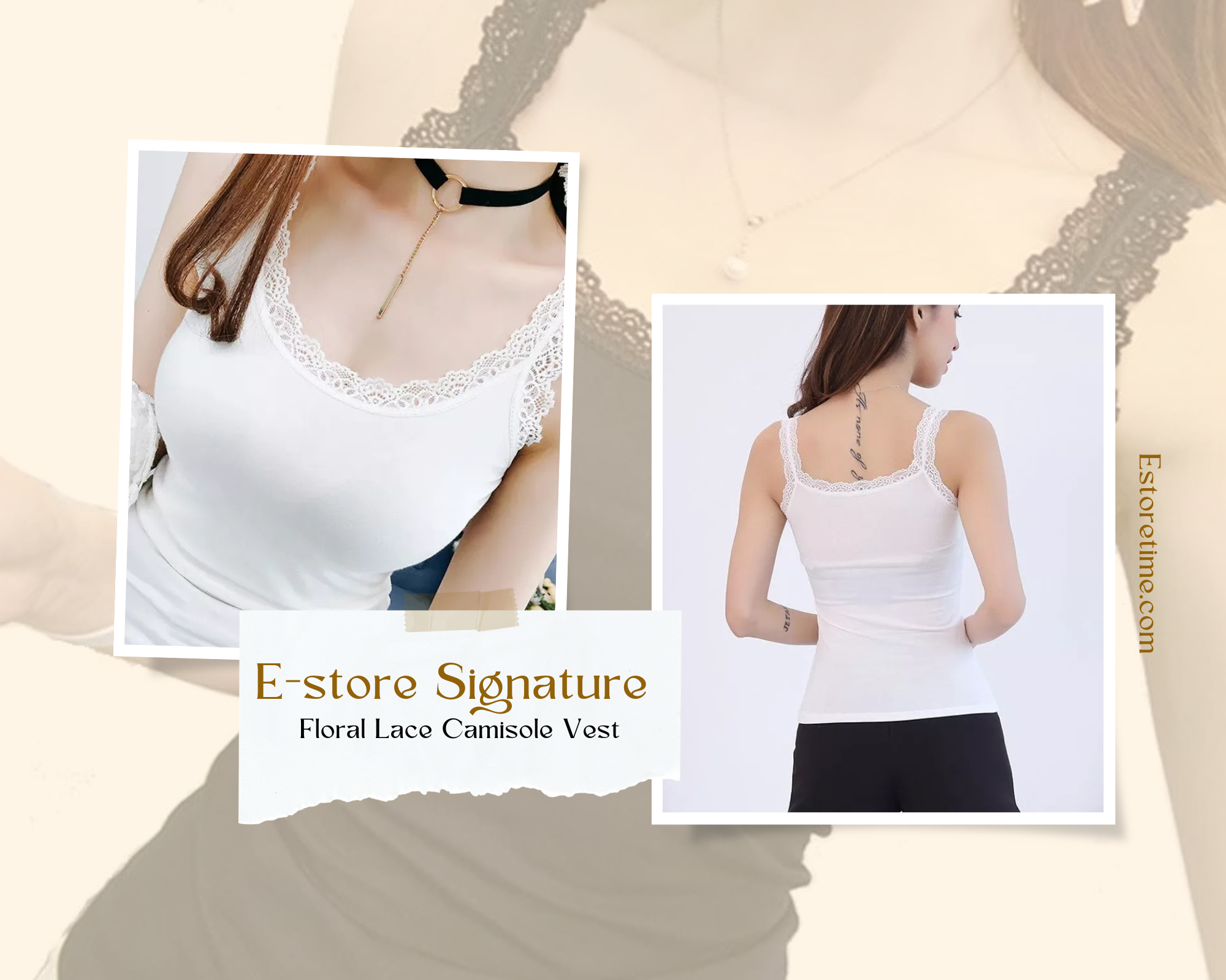 E-store Signature Floral Lace Camisole Vest