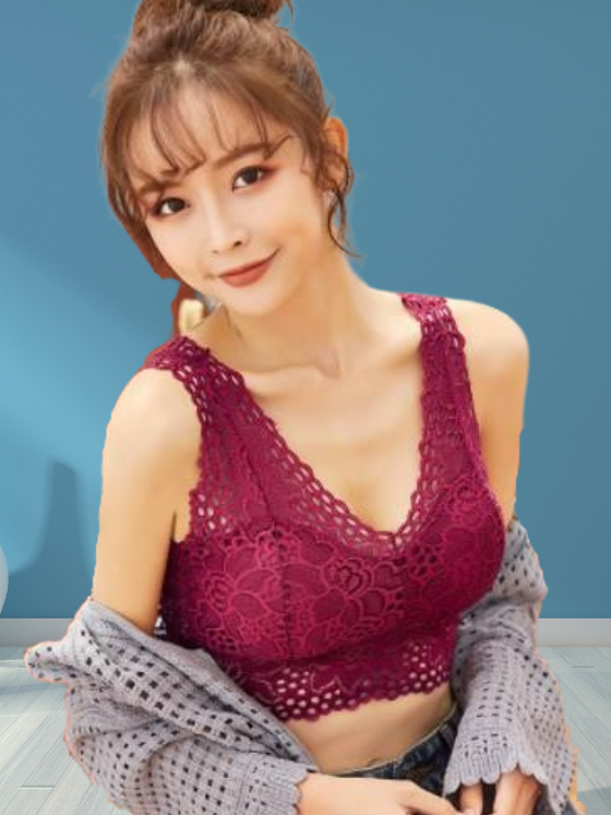 Elegant Lace Bralette – Lightly Padded, Free Size | T843