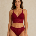 Floral Lace Bralette & Panty Set - 6262
