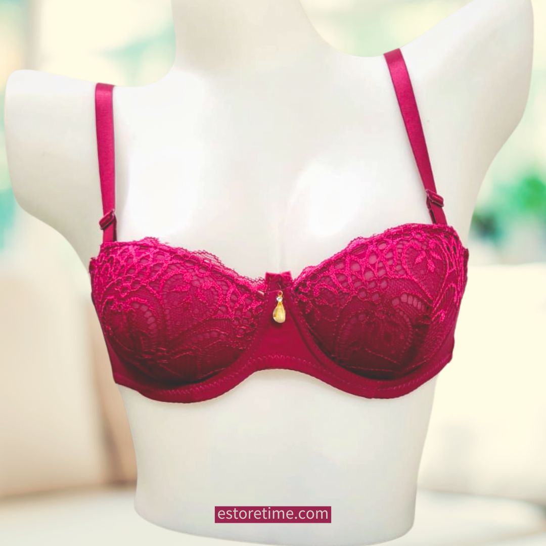 Half cup embroidery bra with pendant - H253