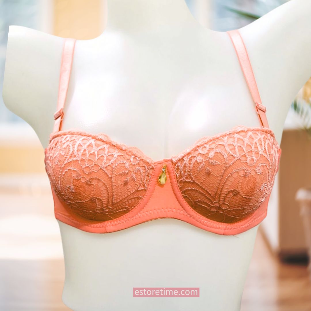 Half cup embroidery bra with pendant - H253