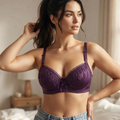 Embroidered Full-Coverage Bra - E601