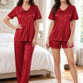 Three Piece Bridal Pajama and Shorts Set